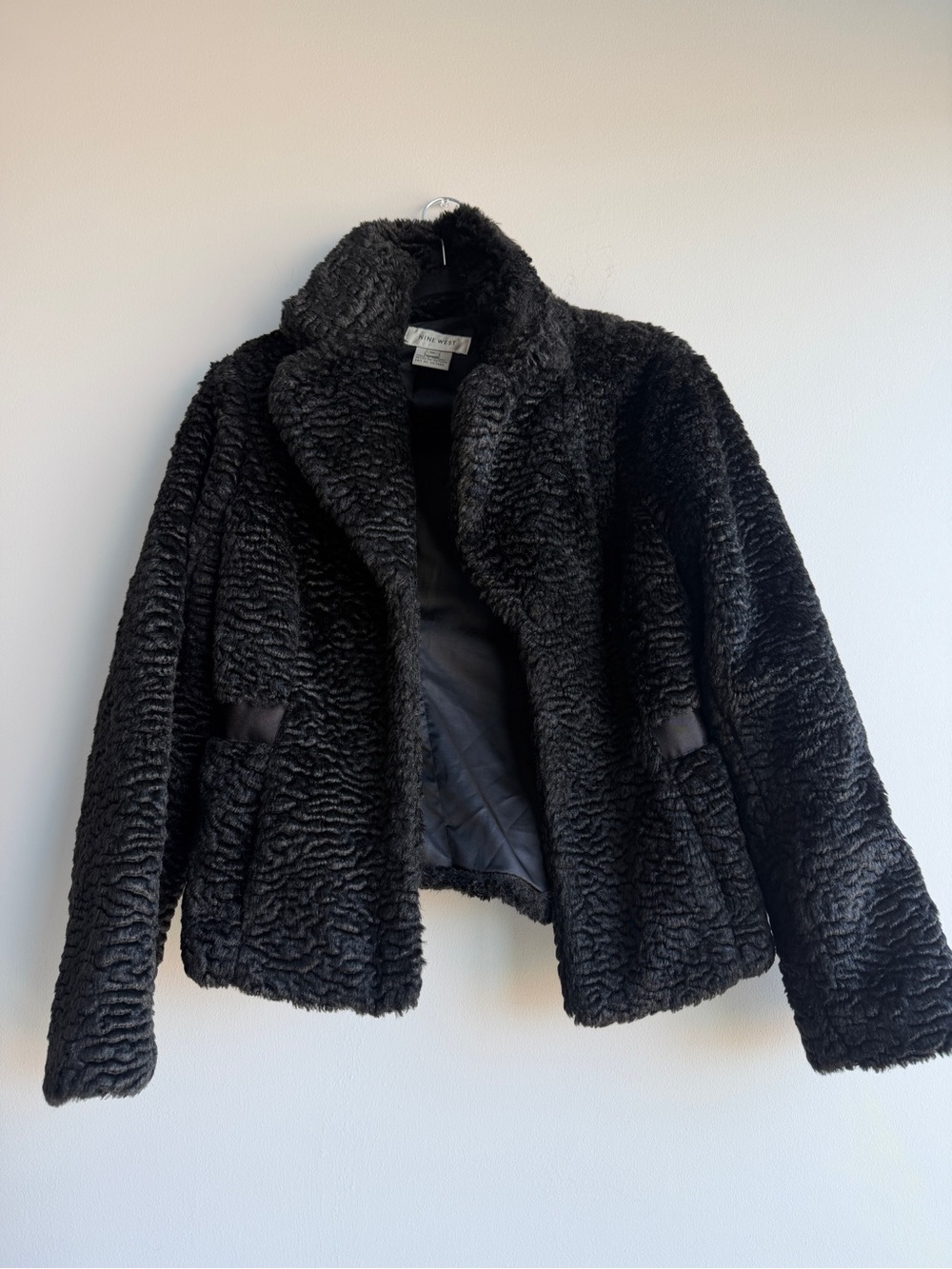 Nine West Black Faux Fur Jacket - Women's Cozy Short Coat